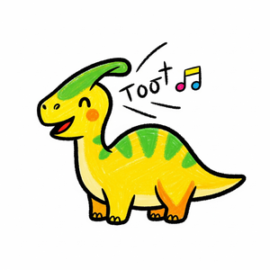 Happy Parasaurolophus Making a Toot Sound